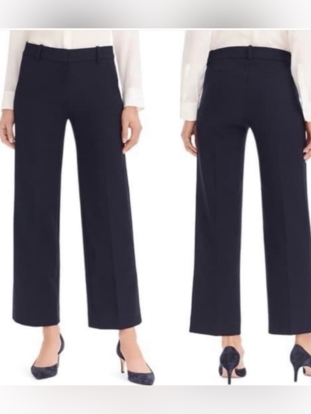 J Crew 365 Women’s Navy Slim Wide-Leg Cropped Dress Pants